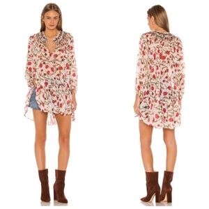 Free People Keeping Up With Kara Tunic Blouse Mini Dress Size Medium Ivory Boho